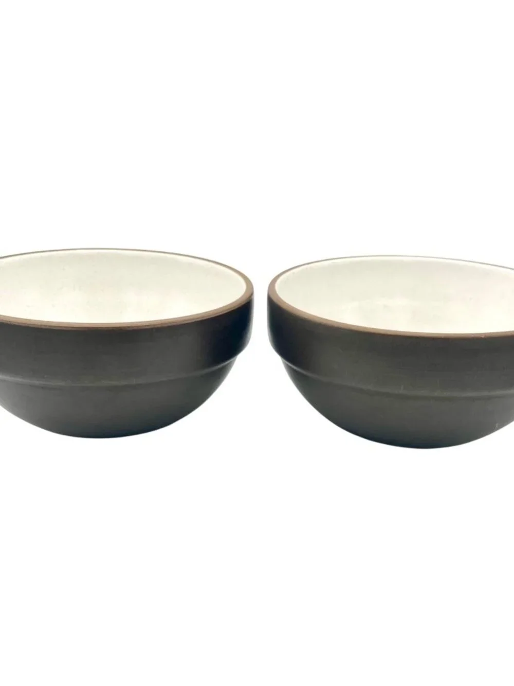 Vintage Heath Ceramics Pottery Bowls Set Of 2 Brown White 5.5” Stacking Cereal - Picture 4 of 9